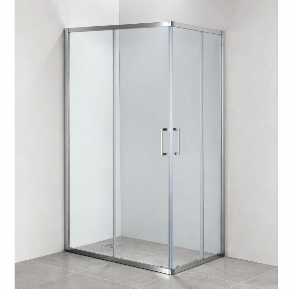 SEAF4 Sliding shower enclosure 120x80 | chrome finish | 8mm plain tempered glass