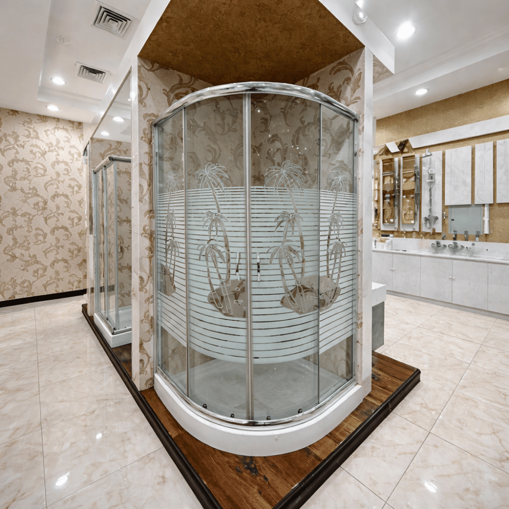 Premium chrome shower enclosure stylish pattern glass design
