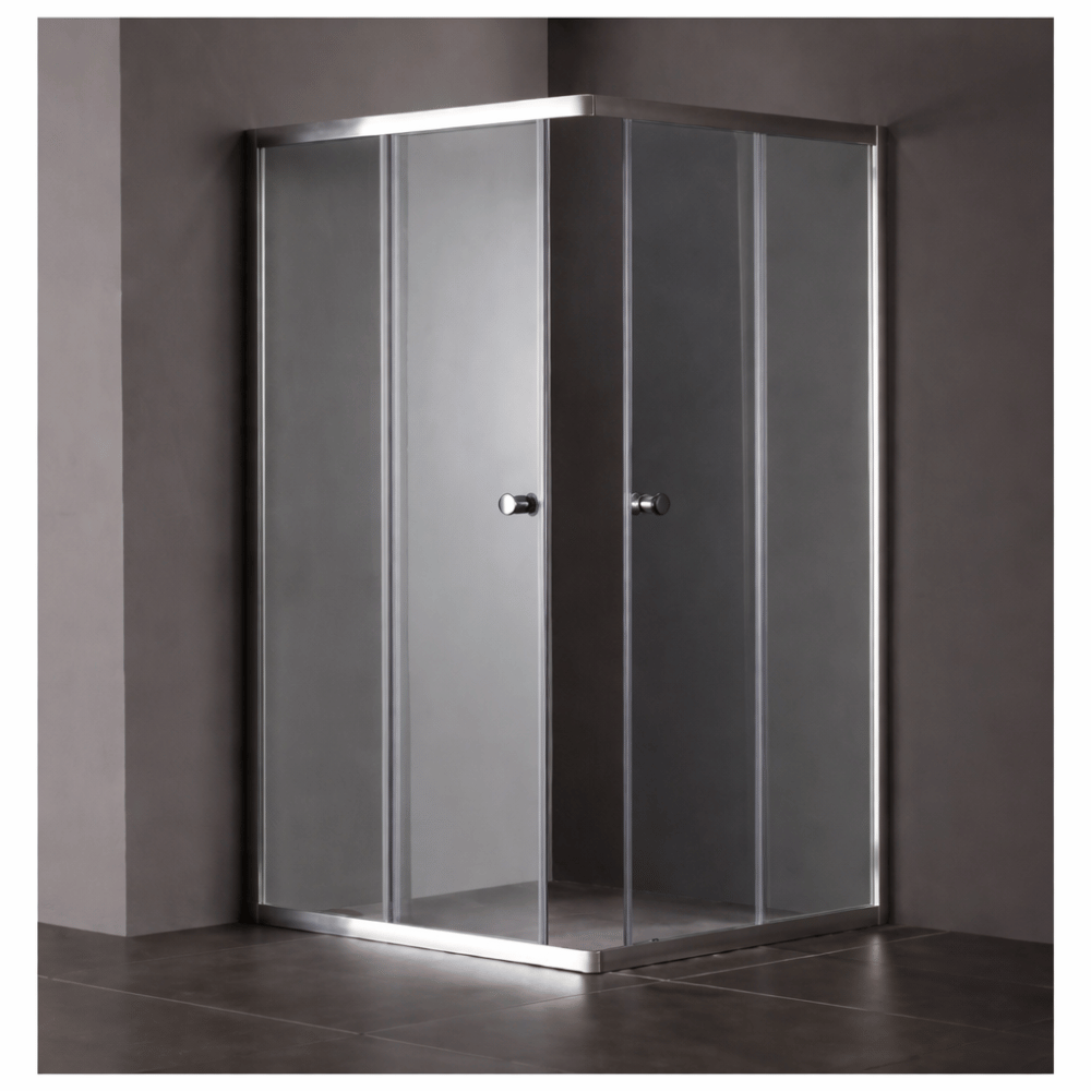 Premium 100x100 cm chrome shower enclosure with 8mm tempered glass & smooth sliding door