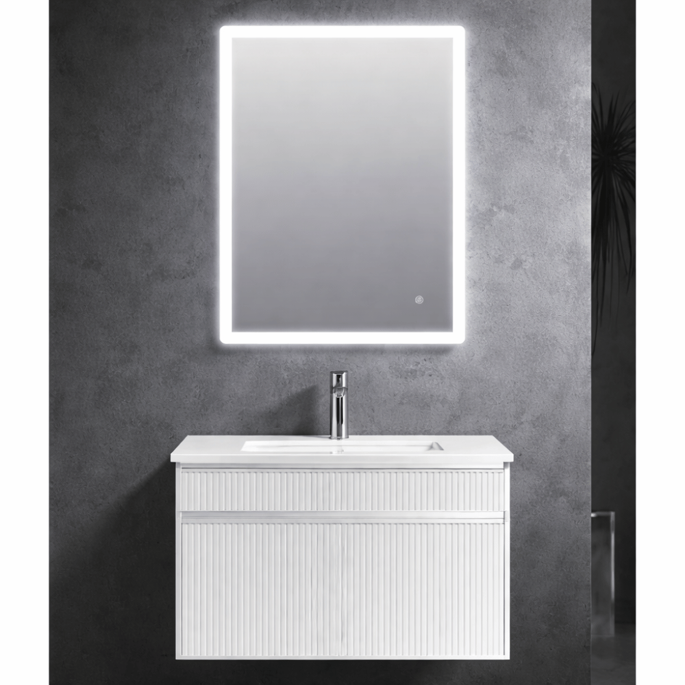 LED bathroom mirror cabinet with wash basin80x47cm