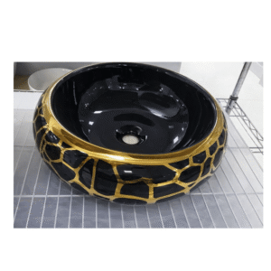 black &gold round countertop wash basin