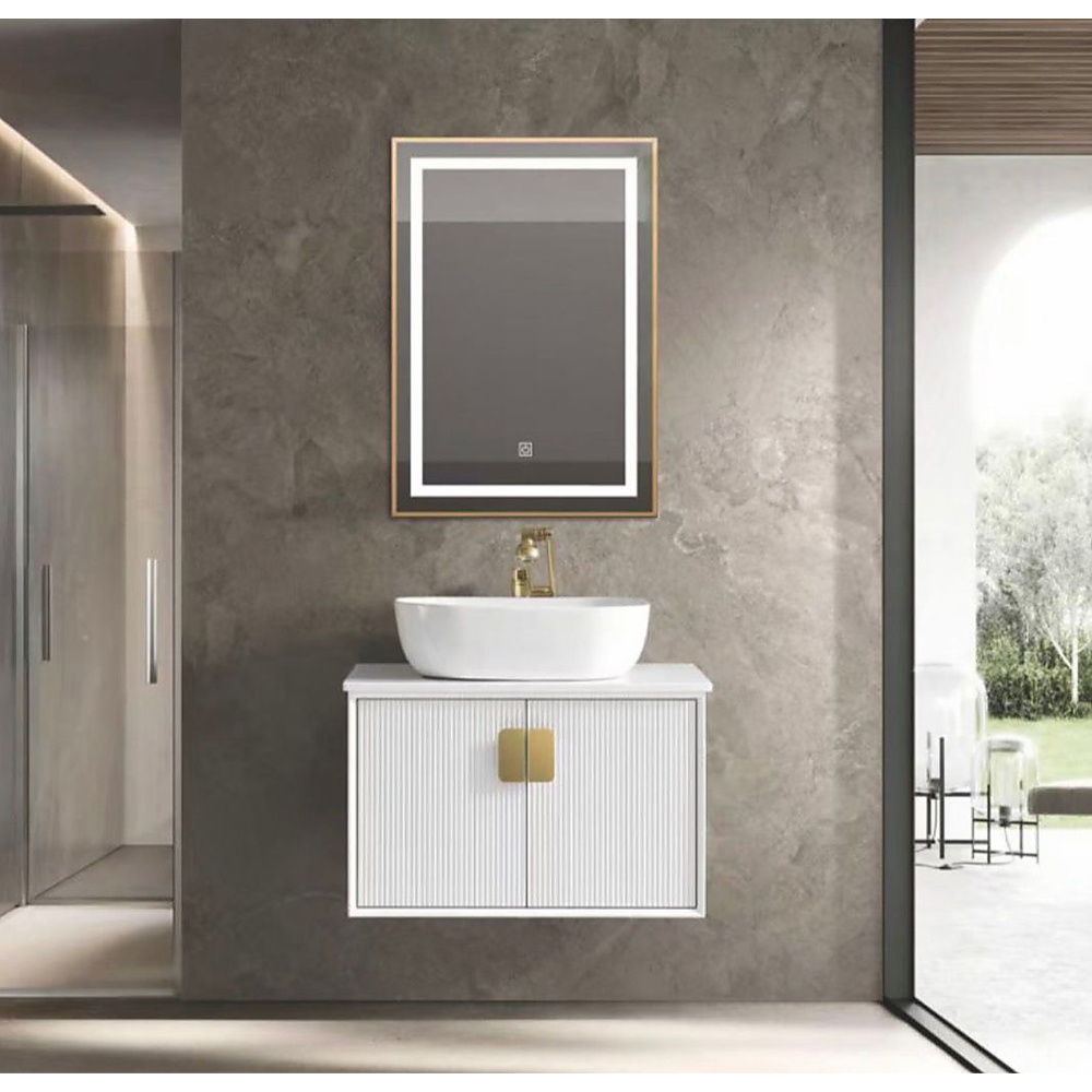 Modern LED mirror cabinet & ceramic basin 70x50 cm