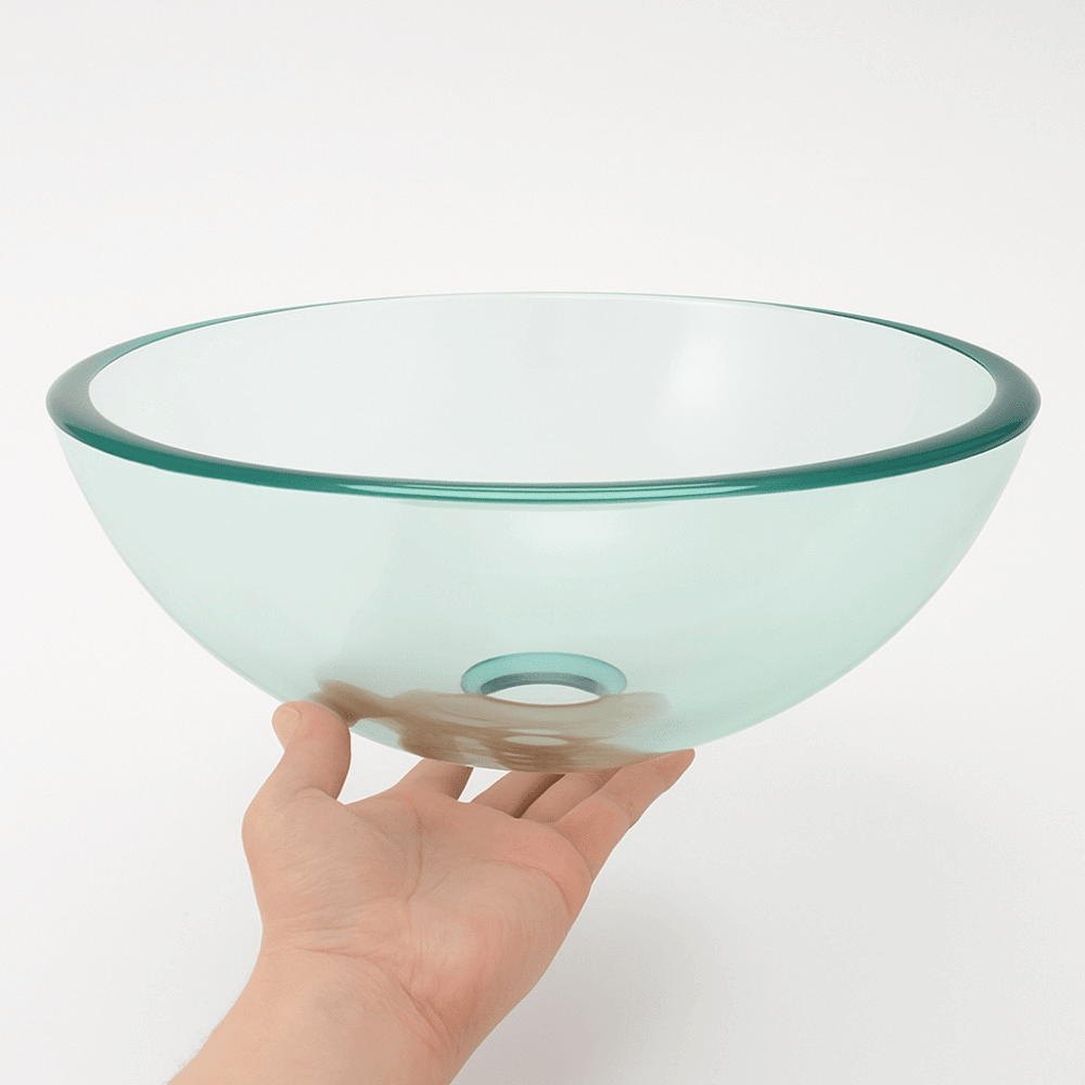 glass wash basin 30x30 cm green rim