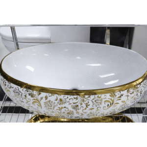 wash basin white & gold