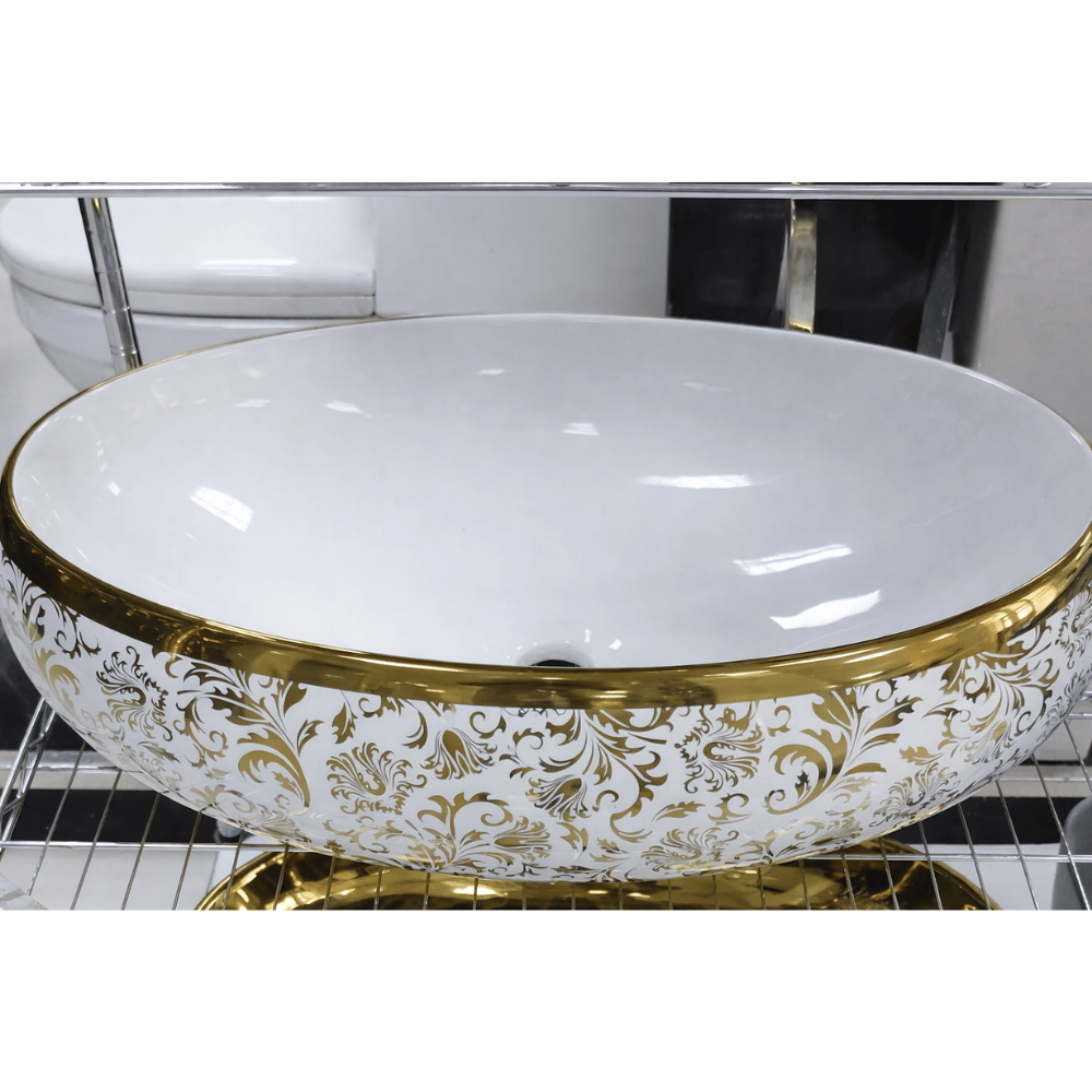 wash basin white & gold